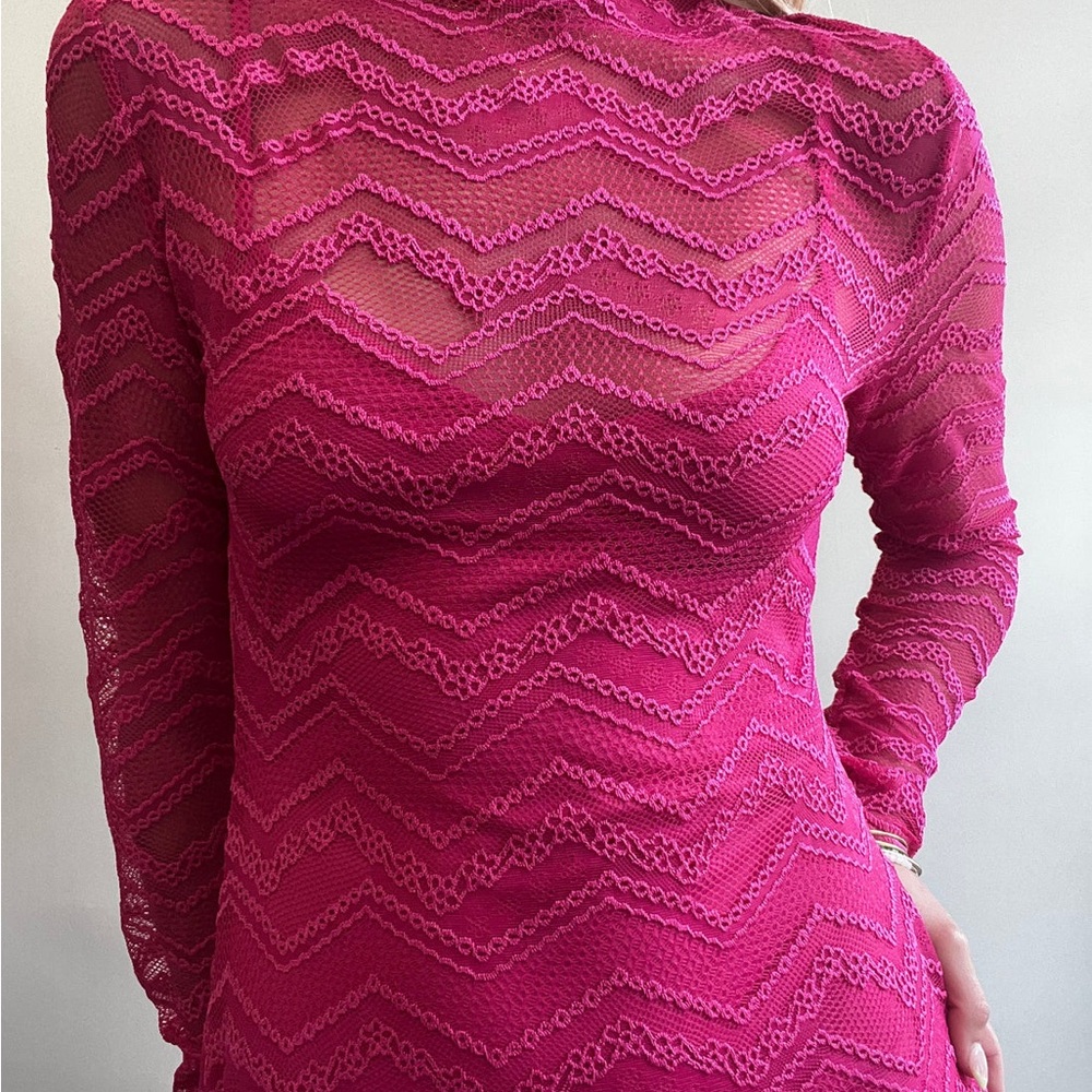 NWT STEVE MADDEN Vivienne Lace Midi Pink Dress Sz XS - Picture 4 of 10